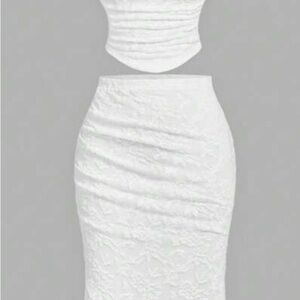 SHEIN Chic White Textured Pencil Skirt